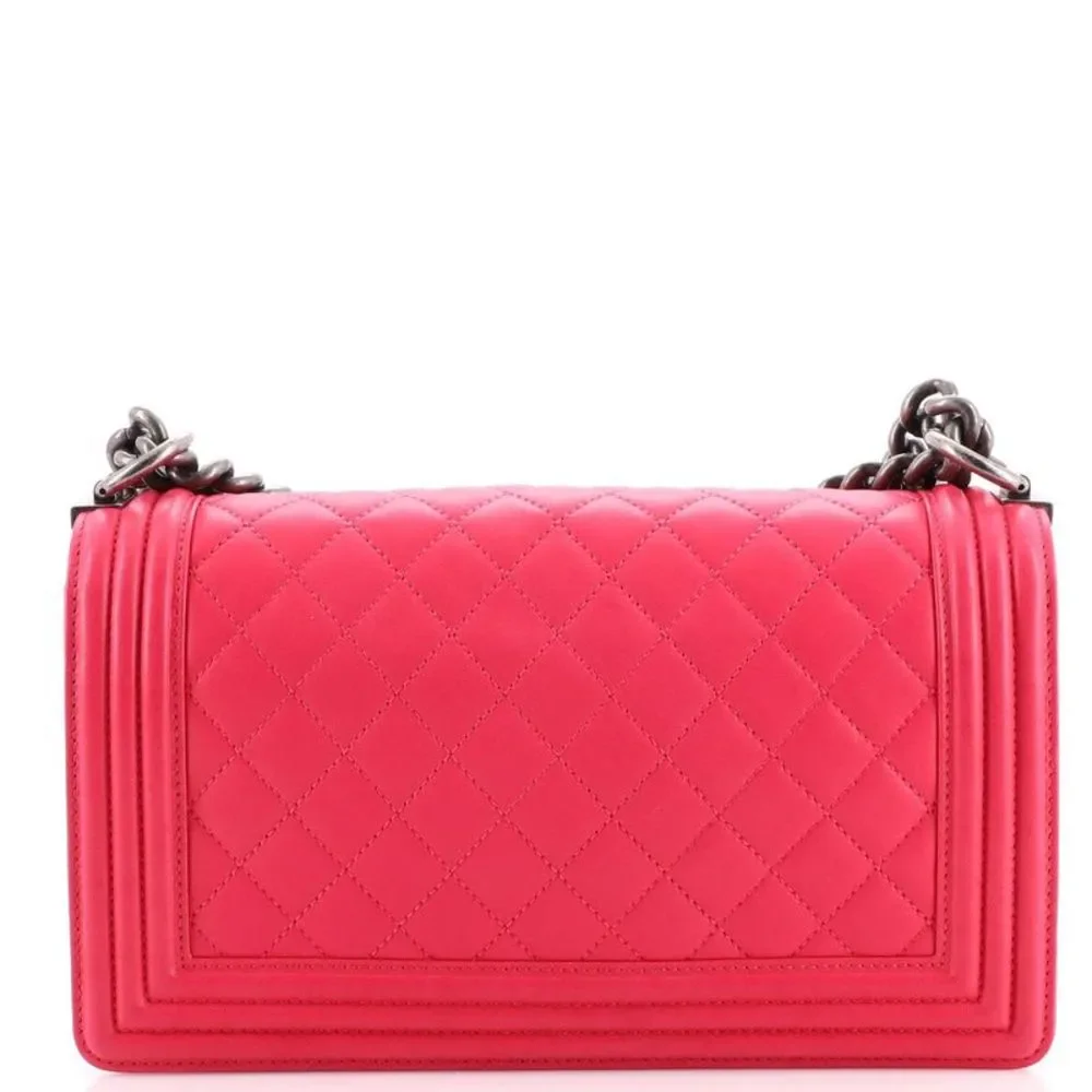 Chanel Boy Flap Bag Quilted Lambskin Old Medium Pink